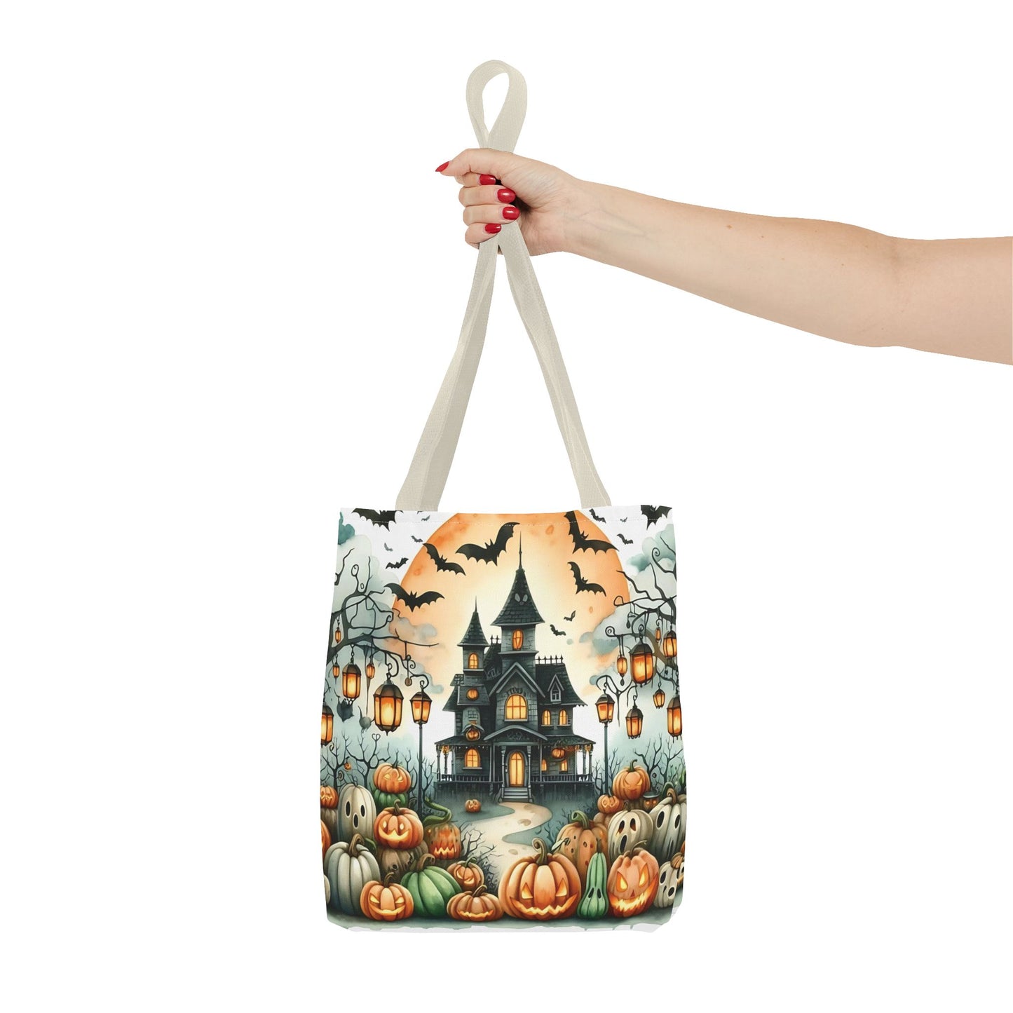 🏚️ Haunted House Halloween Tote Bag – Spooky Nights & Pumpkin Delights 🎃🖤