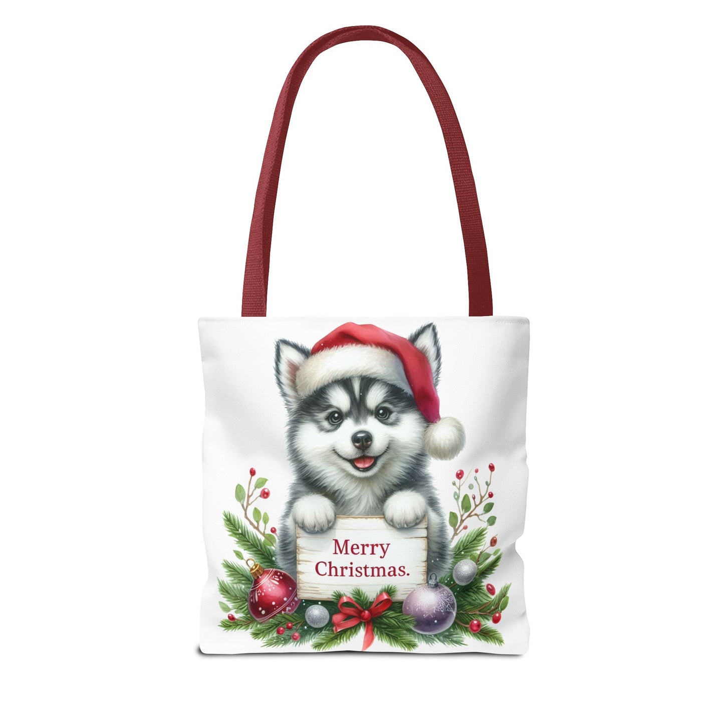 🎁 Husky “Merry Christmas” Tote Bag – Holiday Cuteness You Can Carry 🎄
