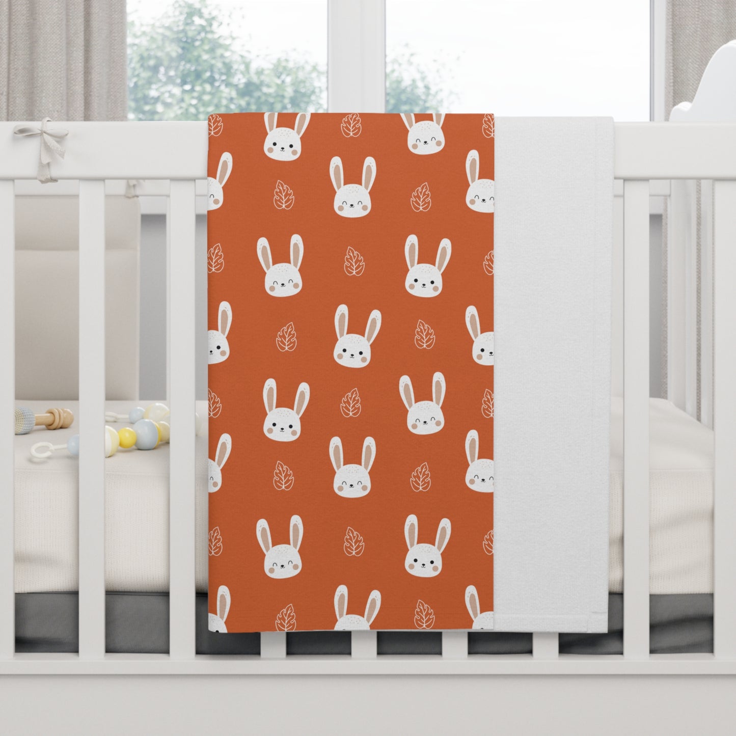 🐰 Velveteen Plush Bunny Blanket – Burnt Orange - Seasonal Color