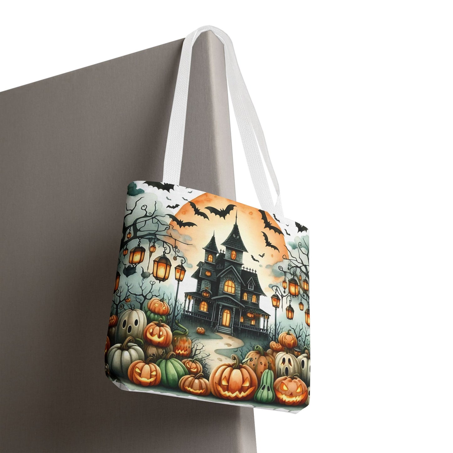 🏚️ Haunted House Halloween Tote Bag – Spooky Nights & Pumpkin Delights 🎃🖤