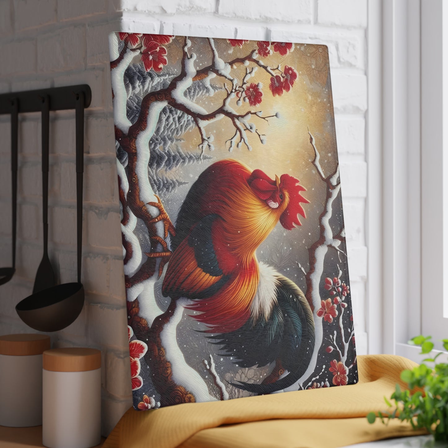 🐓❄️ Winter Rooster Cutting Board – Rustic Charm Meets Seasonal Elegance ❄️🐓