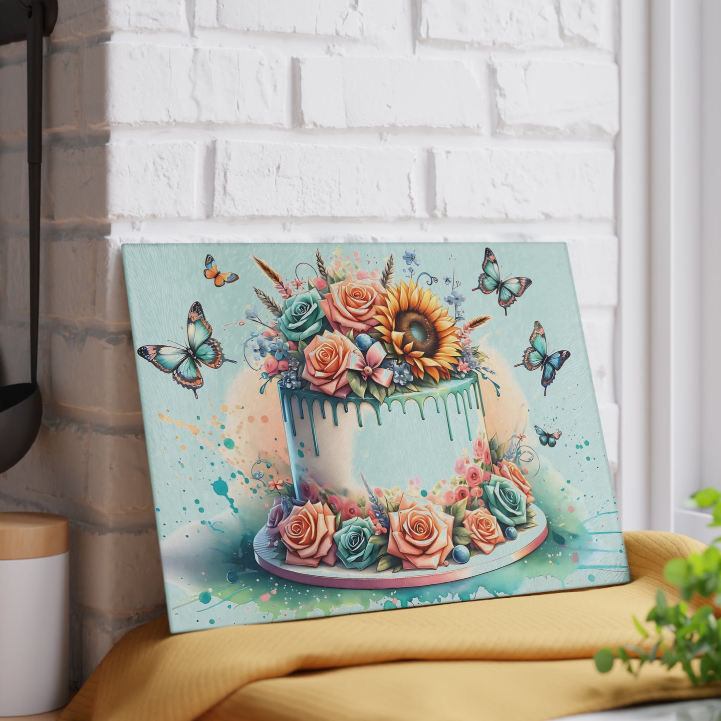 🎂🌸 Floral Celebration Cake Cutting Board – Personalized Birthday & Anniversary Gift 🦋✨