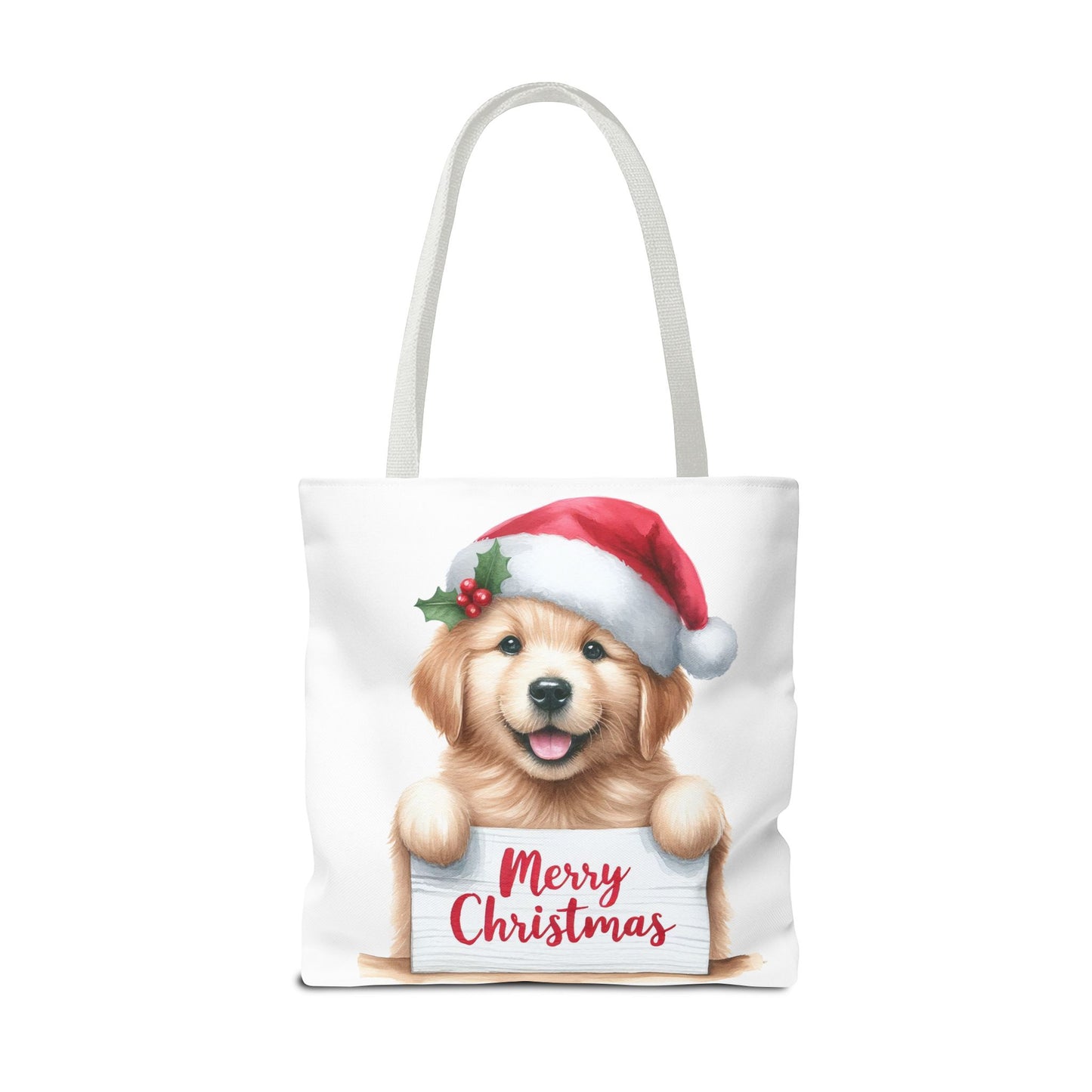 🐾 Golden Retriever “Merry Christmas” Tote Bag – Holiday Cheer in Every Carry 🎄