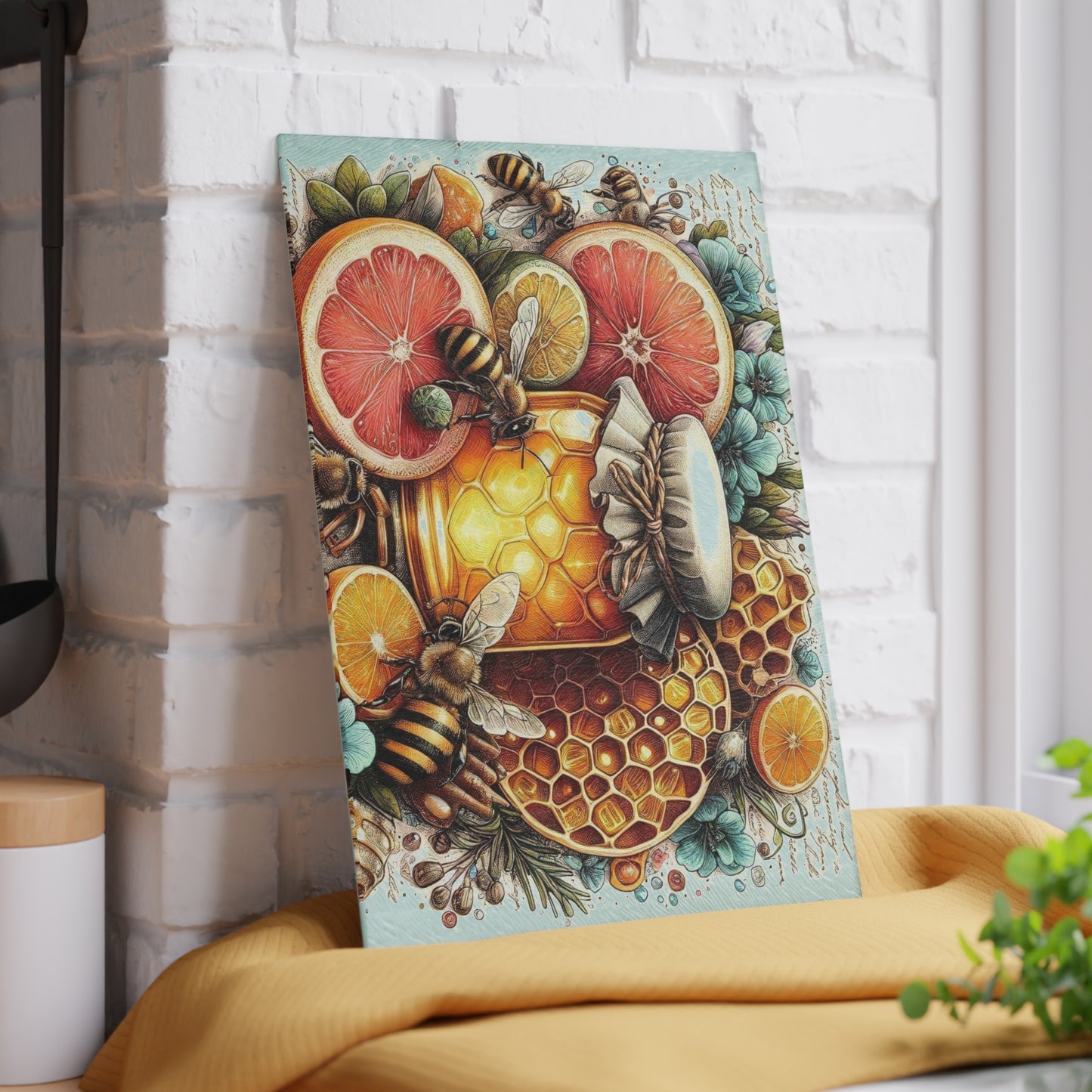 Tabla de cortar con forma de abeja, regalo de cocina, tabla inspirada en la naturaleza, tabla de vidrio templado, regalo para amantes de las abejas, cocina de granja, tabla de cortar rústica