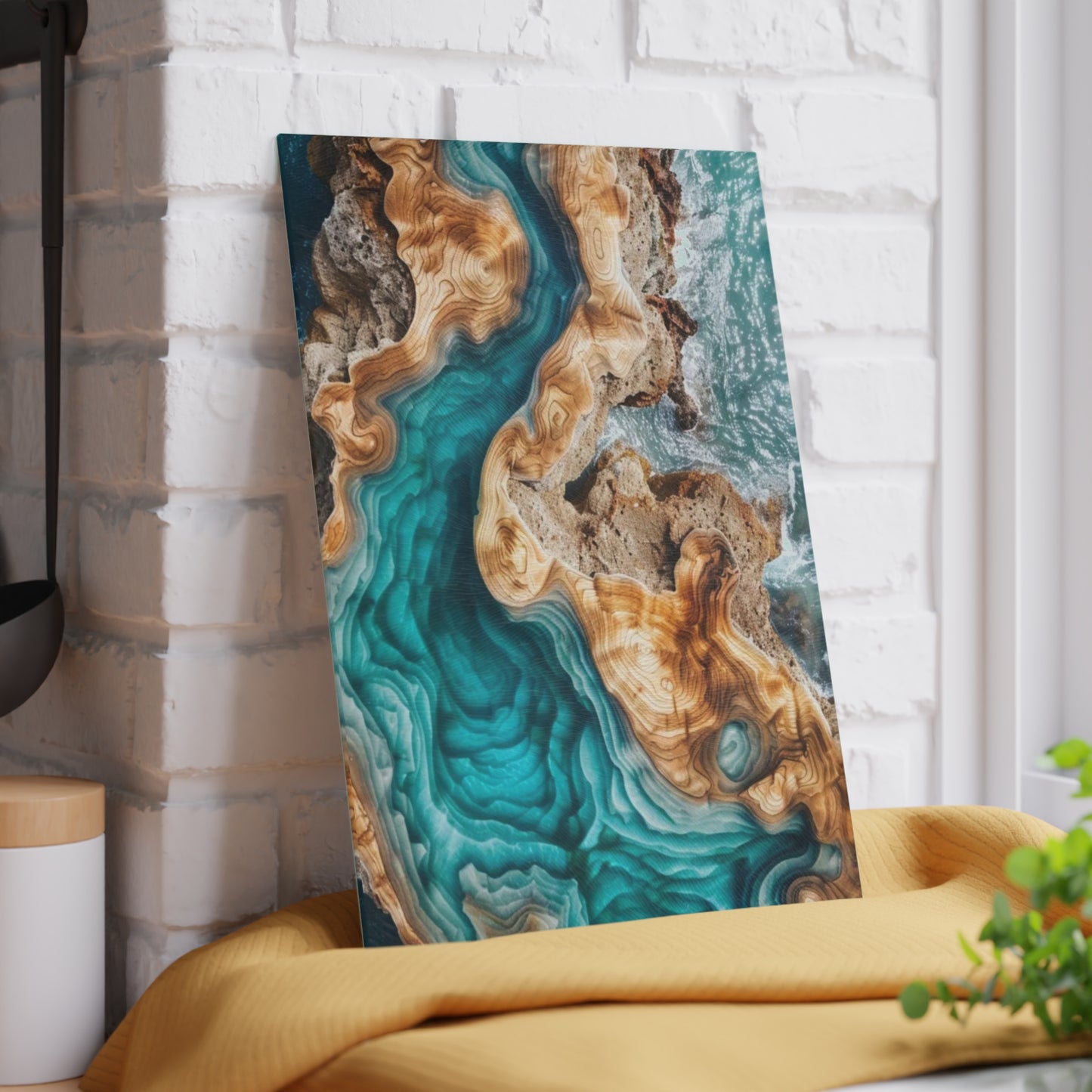 🌊✨ “Ocean Drift” Glass Cutting Board – Coastal Calm for Your Kitchen