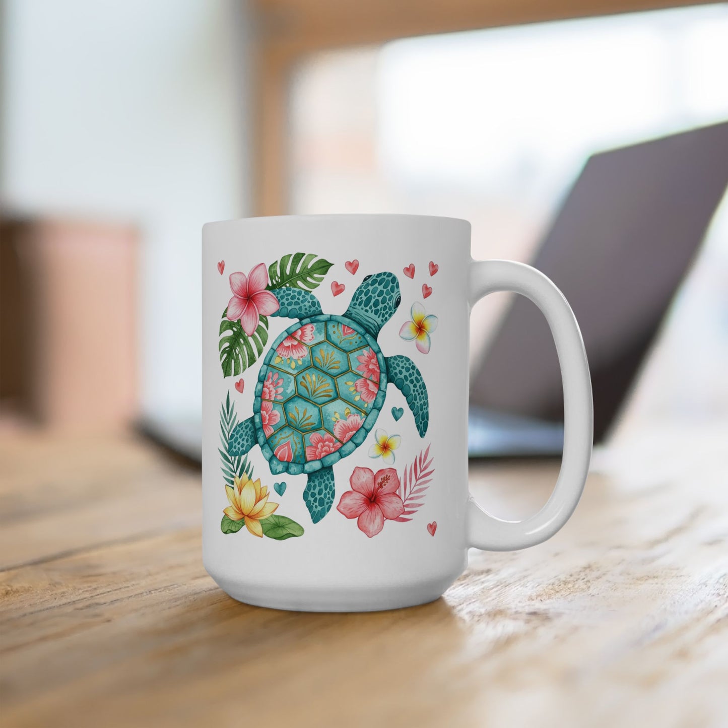 🌺 Tropical Sea Turtle Mug – Island Vibes & Floral Bliss 🐢🌴
