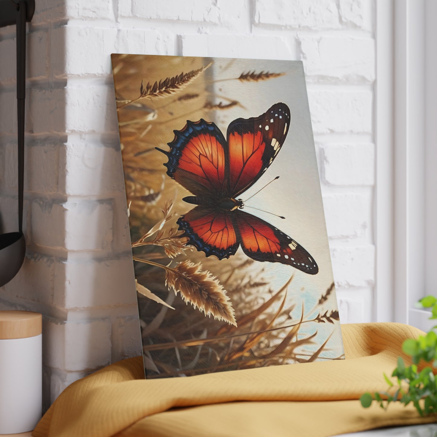 Hermosa tabla de cortar de vidrio con forma de mariposa, decoración de mariposas, tabla de cortar, decoración de cocina, arte de cocina, tabla para servir, regalo de pavo real, regalo de mariposa, tabla de cortar floral