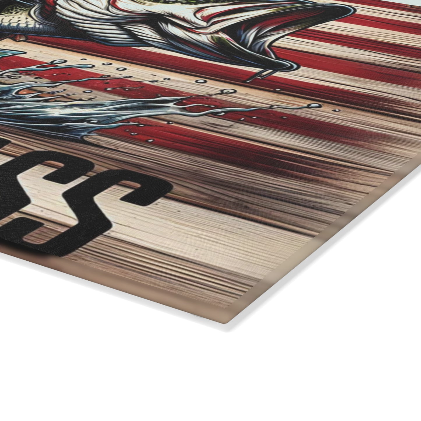 🎣Kiss My Bass Cutting Board – Patriotic Fishing Fun with Rustic American Flag 🪝🍺