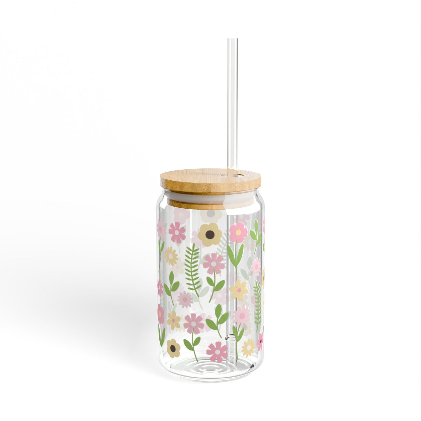 🌸🌼 Pastel Meadow Sipper Glass – 16oz Blooming Sips of Sunshine 🌞💐