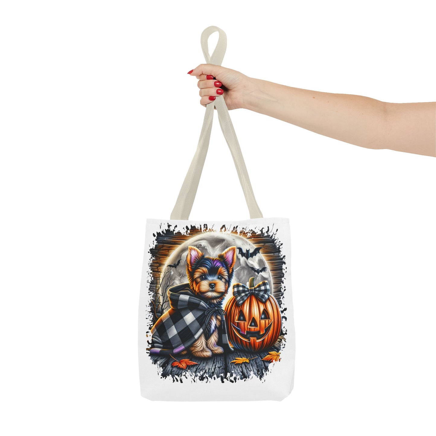 ๐ Yorkie Halloween Tote Bag โ Spooky Cute & Plaid Perfect ๐พ๐ค๐