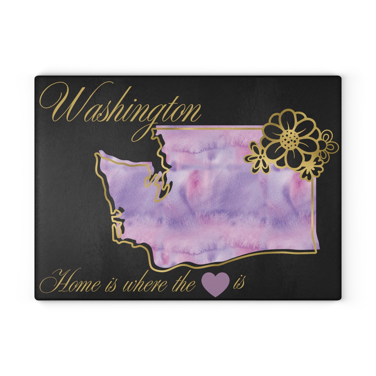 🌸 Washington Floral State Cutting Board – Lavender Mist & Golden Bloom Elegance 🌿