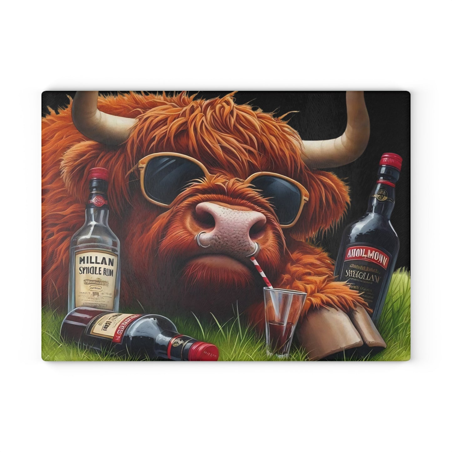 Tabla de cortar de vaca, tabla de cortar de vidrio templado, tabla de charcutería, tabla de cortar, regalo de inauguración de la casa, tabla de cortar personalizada, regalo de whisky