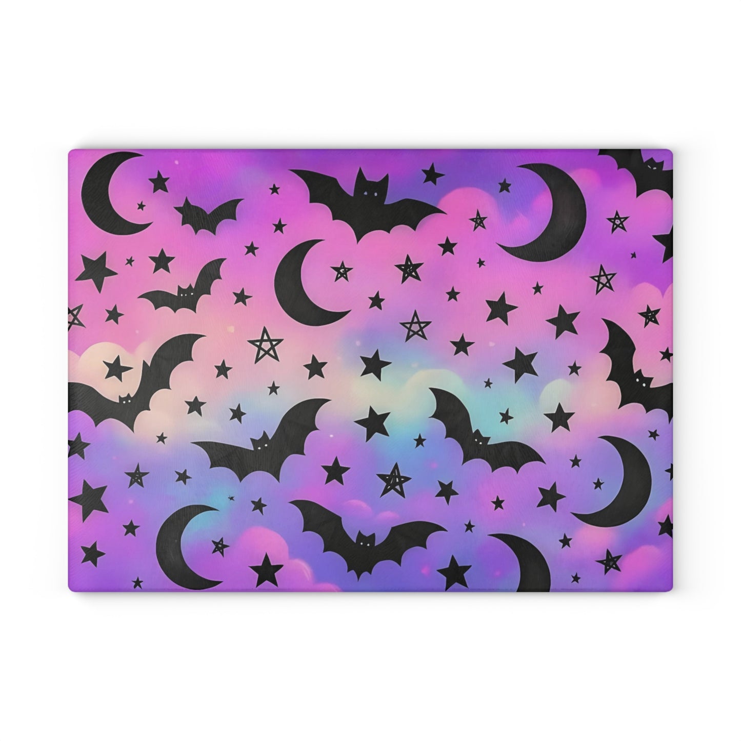 🦇 Pastel Halloween Sky Cutting Board – Spooky Cute Bats & Moons on Dreamy Clouds