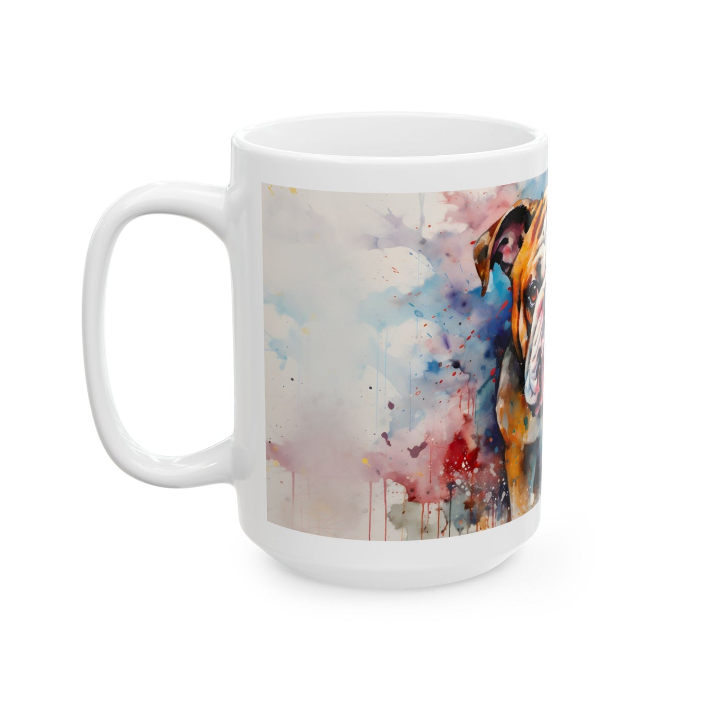 Taza de acuarela de bulldog: ¡una representación colorida y atrevida de tu peludo amigo!