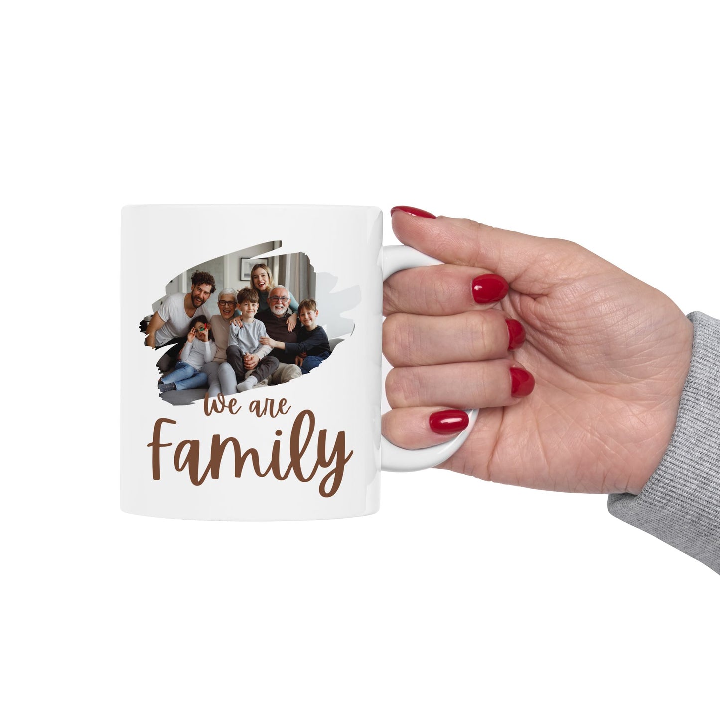 Taza personalizada con foto familiar "Somos Familia" 🏠