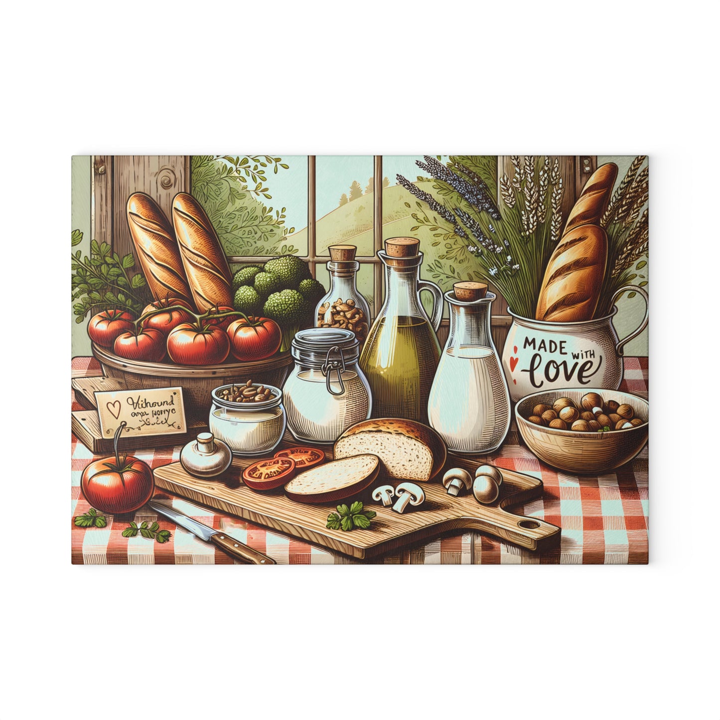 Tabla de cortar de cocina con ingredientes frescos de granja: un toque rústico para tu espacio culinario