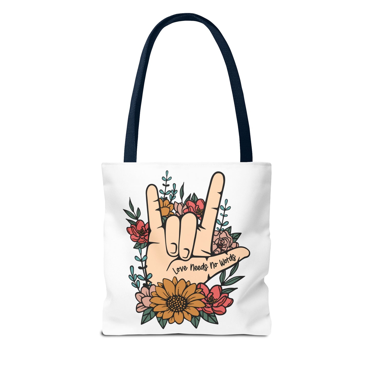 Bolsa de tela con gesto de "Te amo" en ASL (siglas en inglés)