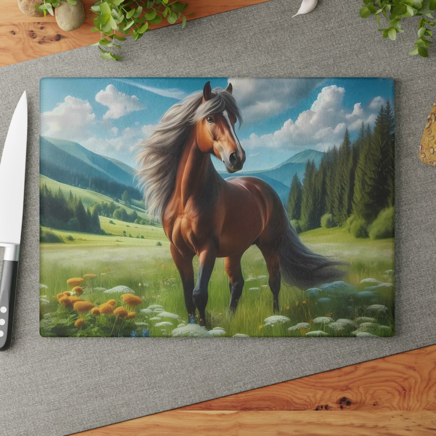 Horse cutting board, Farmhouse kitchen decor, Equestrian gift, Rustic kitchen gift, Horse lover decor, Charcuterie Board, unique accessory