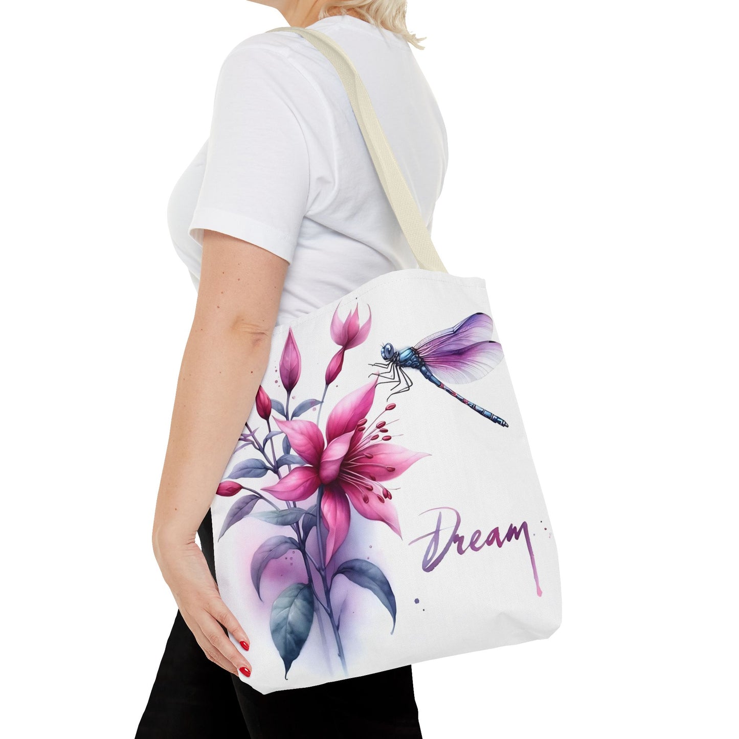 Bolso tote floral "Dream" con detalle de libélula: un bolso de mano inspirador y elegante