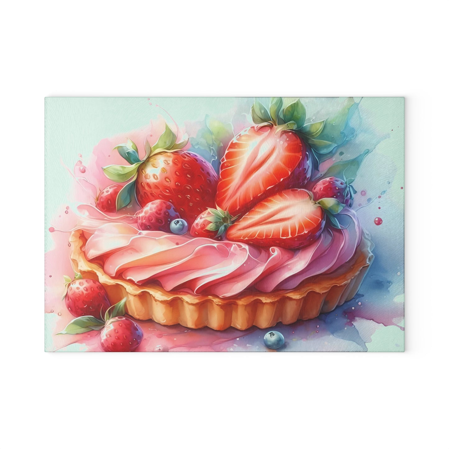 🍓 Strawberry Tart Cutting Board – Sweet & Juicy Dessert Art for Your Kitchen Display