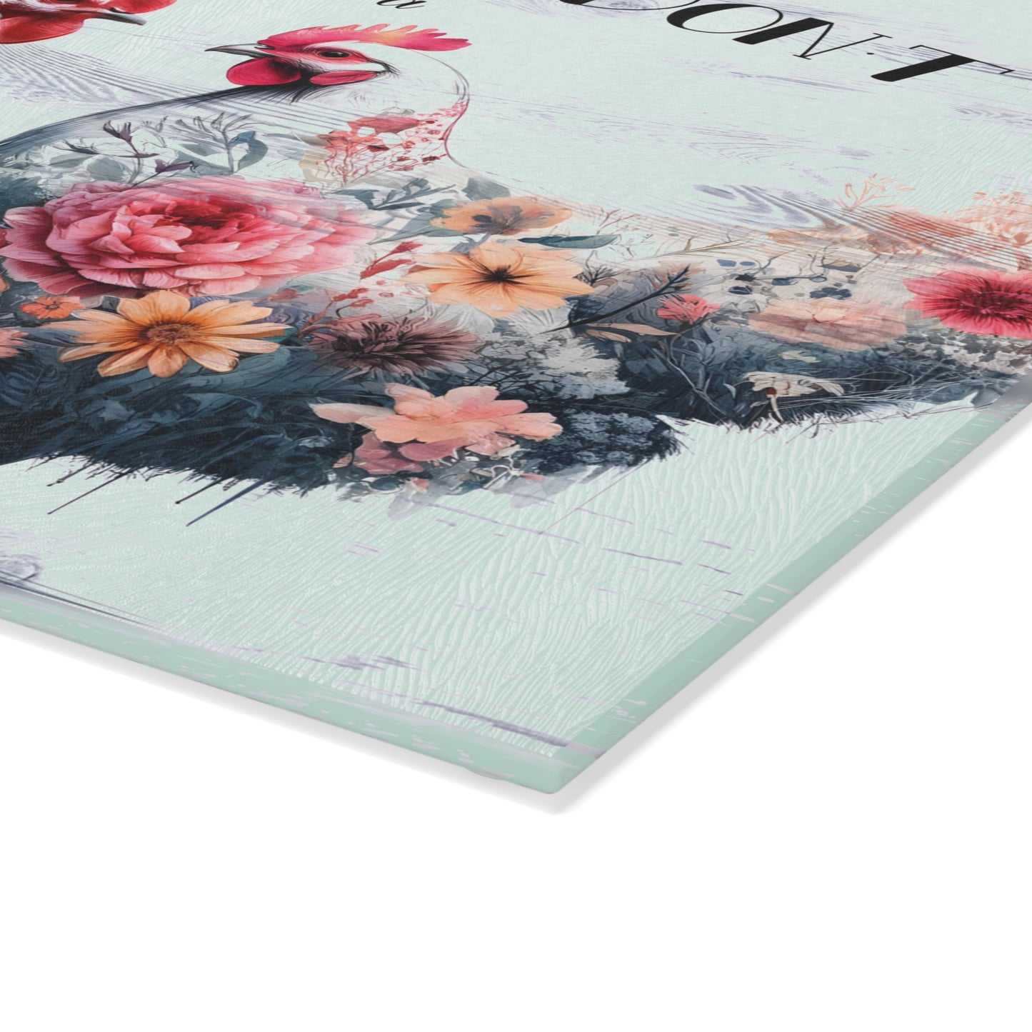 Tabla de cortar de vidrio "A esta chica le importa un comino" - Sassy Hen & Rooster Farmhouse Flair