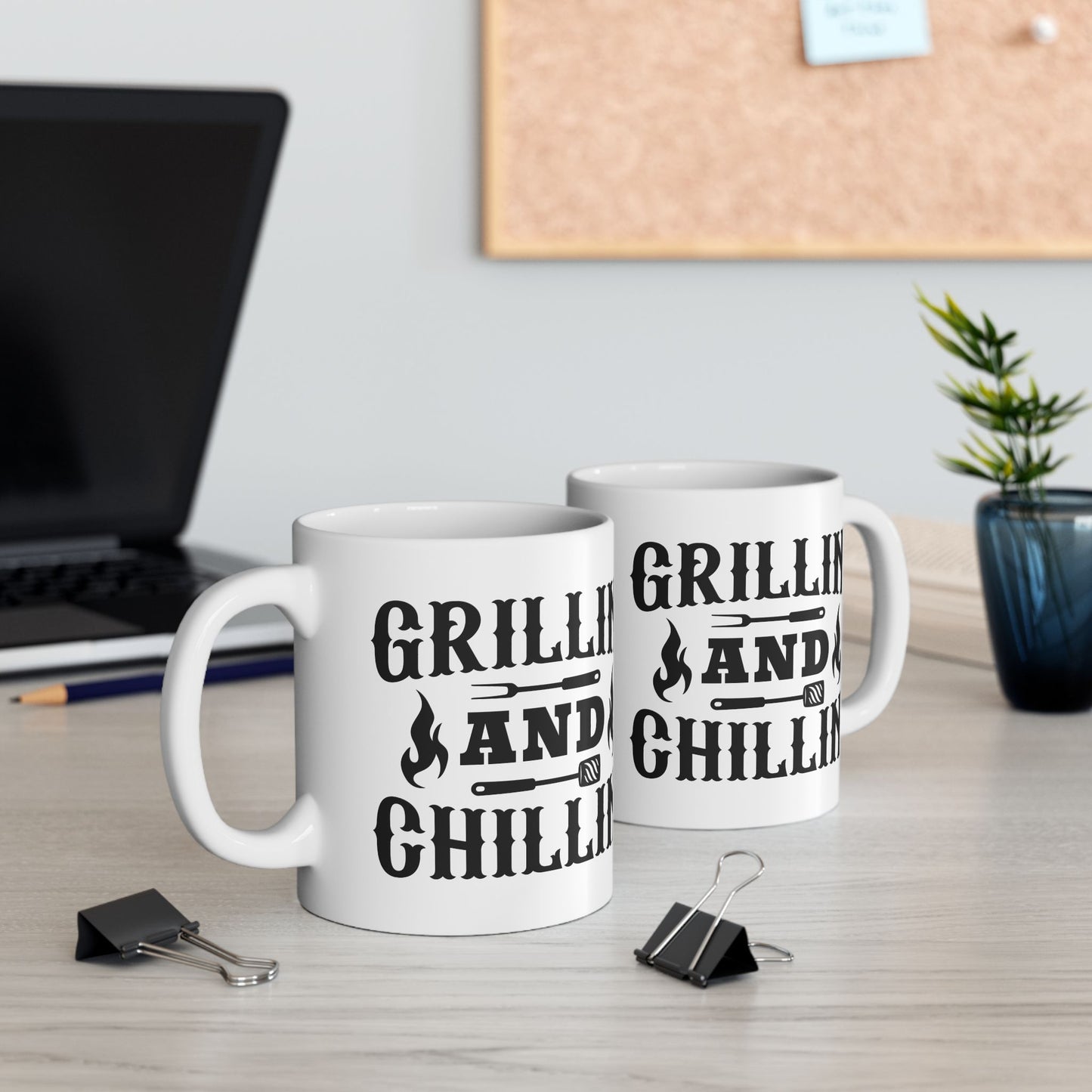 🔥☕ Grillin and Chillin – Funny BBQ Dad Coffee Mug (11oz & 15oz) ☕🔥