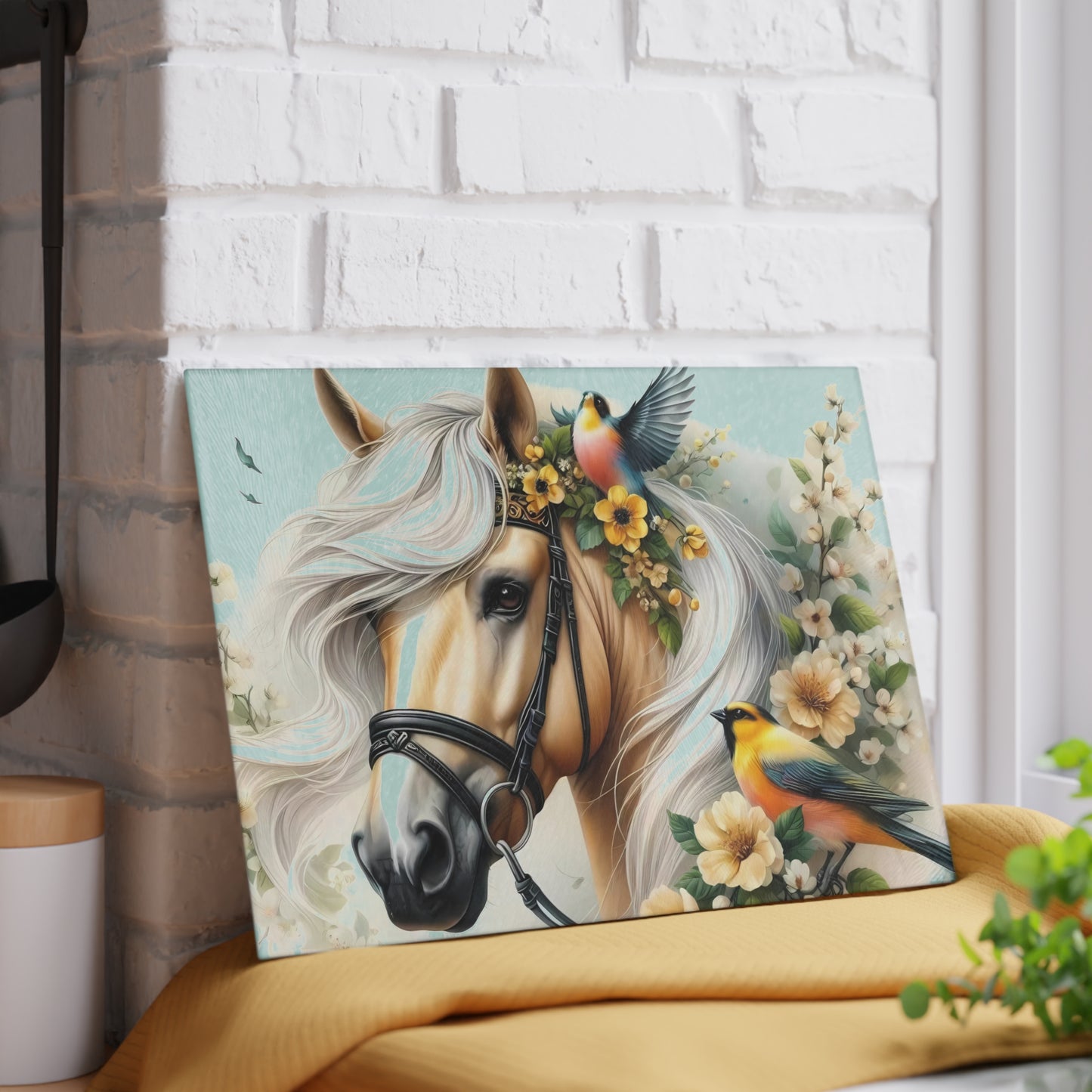 Hermosa tabla de cortar de caballo, tabla de cortar de vidrio templado, tabla de charcutería, tabla de cortar, regalo de inauguración de la casa, tabla de cortar personalizada