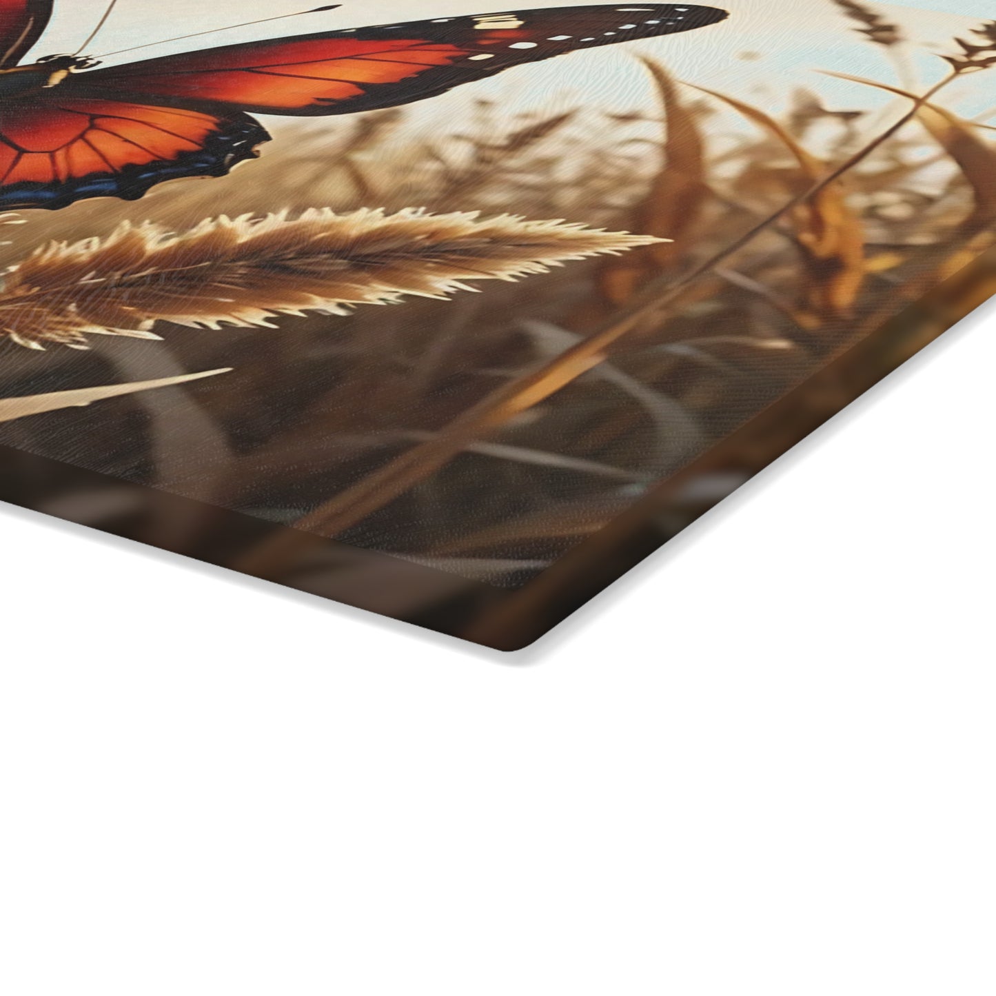 Hermosa tabla de cortar de vidrio con forma de mariposa, decoración de mariposas, tabla de cortar, decoración de cocina, arte de cocina, tabla para servir, regalo de pavo real, regalo de mariposa, tabla de cortar floral