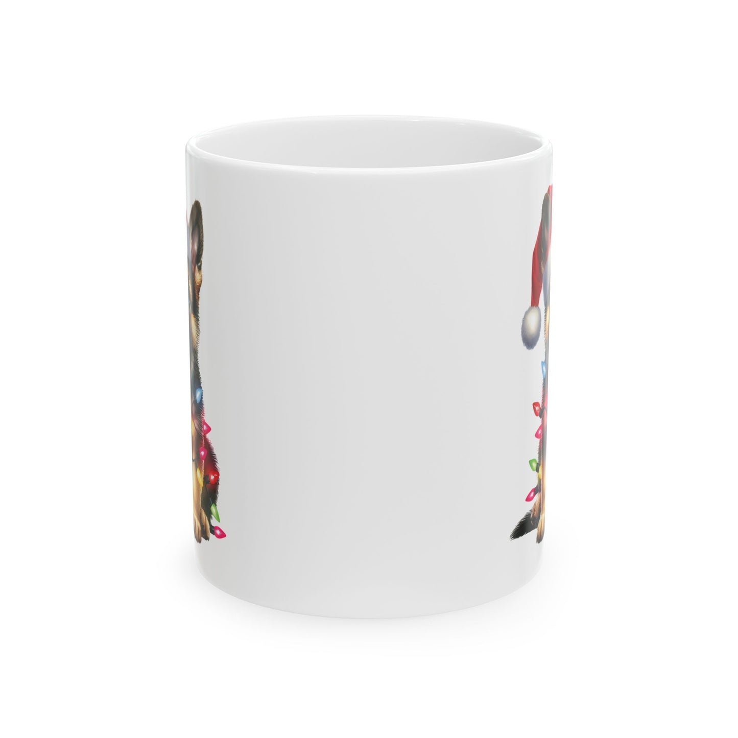 🎄 German Shepherd Christmas Lights Mug – Santa Paws & Holiday Cheer in Every Sip 🐾