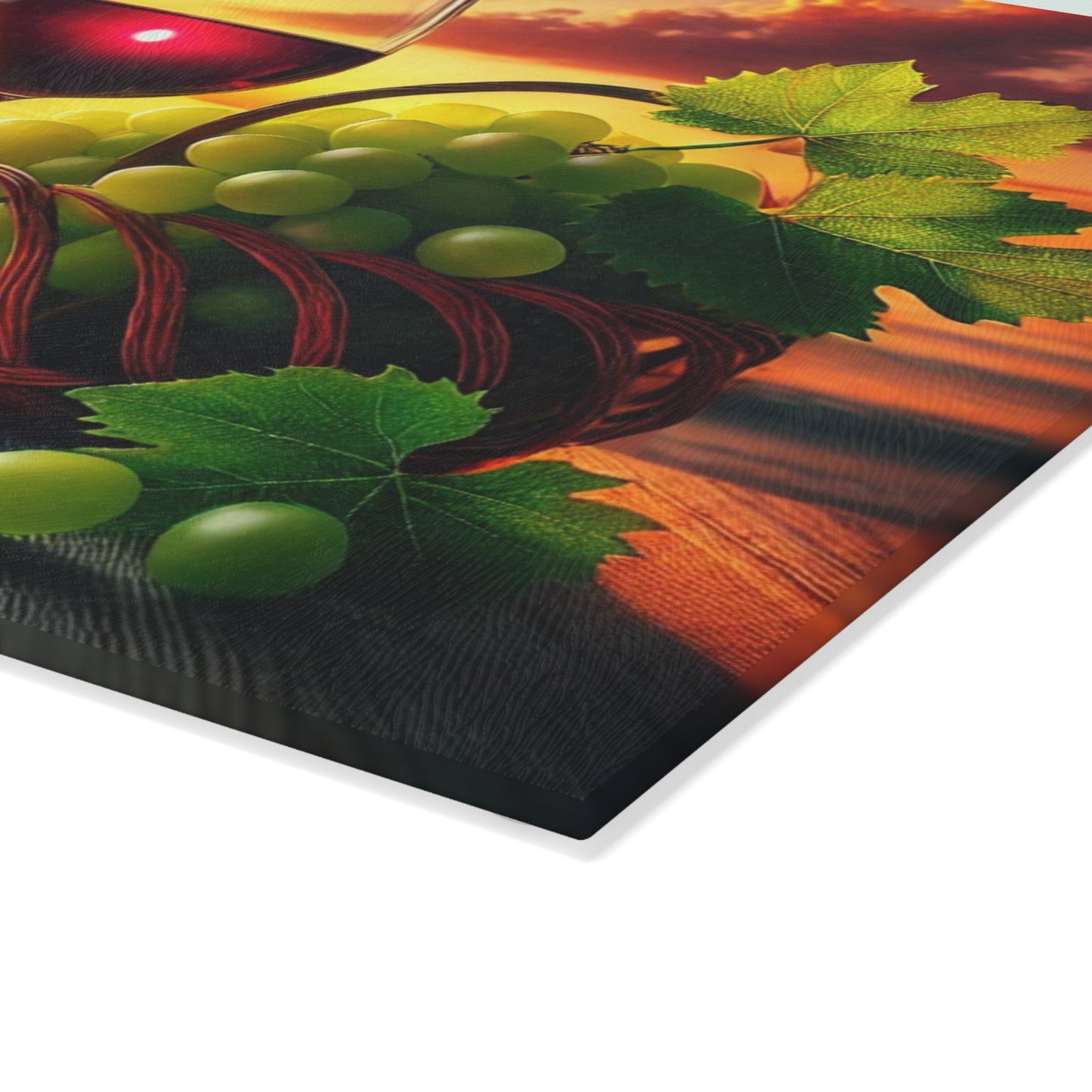 🍷🌅 Sunset Sips – Wine and Grapes Glass Cutting Board for Elegant Kitchen Vibes 🍇