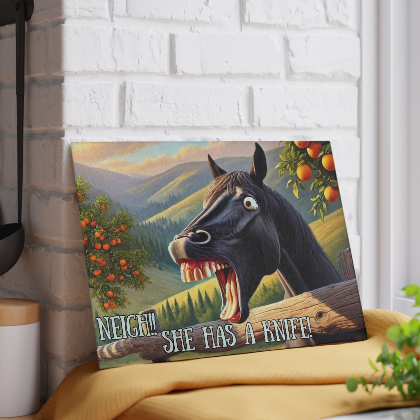 Tabla de cortar de vidrio, diseño de caballo ranchero, decoración de cocina occidental, regalo para amantes de los caballos, estilo rústico, tabla de cortar, tabla de charcutería