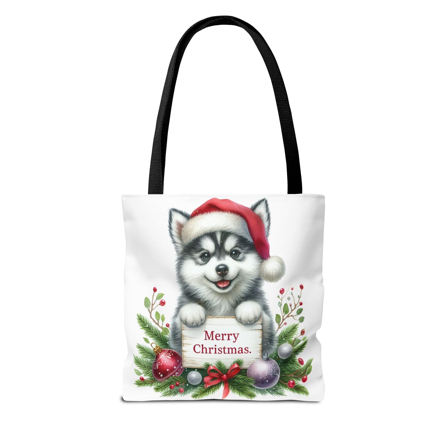 🎁 Husky “Merry Christmas” Tote Bag – Holiday Cuteness You Can Carry 🎄