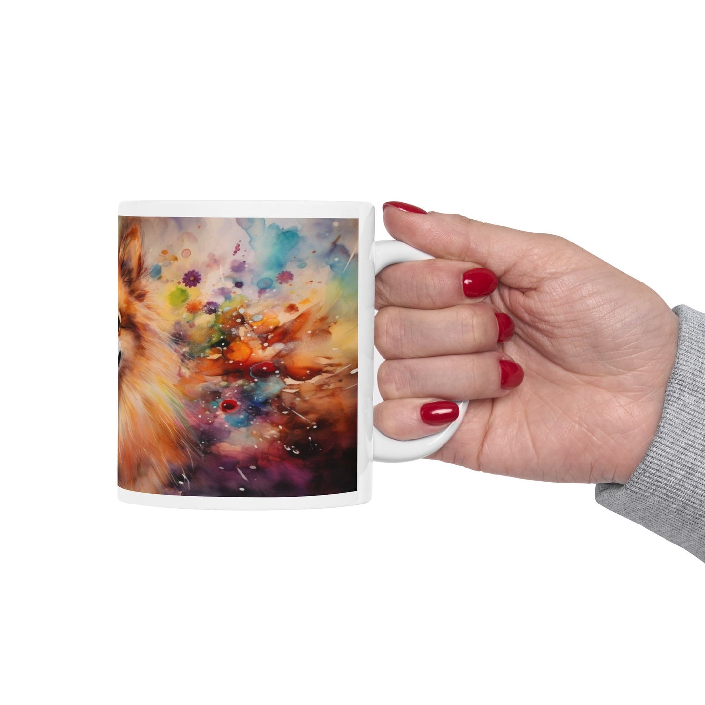 Taza Pomerania Acuarela: ¡Una explosión de color y personalidad! 🌸