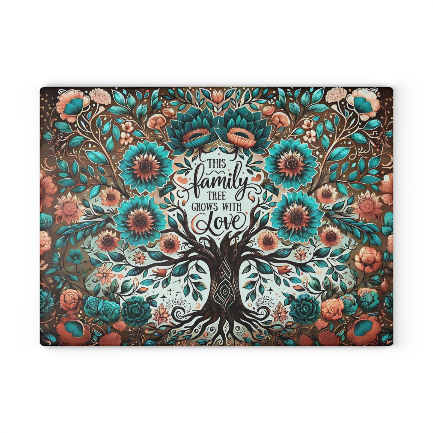 🌳💙 “This Family Tree Grows With Love” Floral Cutting Board – Farmhouse Rustic Kitchen Décor 🌸✨