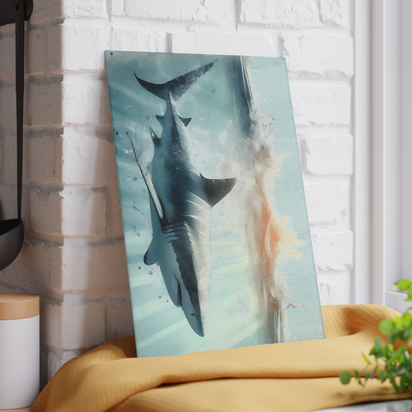 Decoración de cocina con tiburón, tabla de cortar con temática oceánica, idea de regalo con tiburón, regalo para amantes de los tiburones, regalo con temática de tiburón, tabla de cortar única