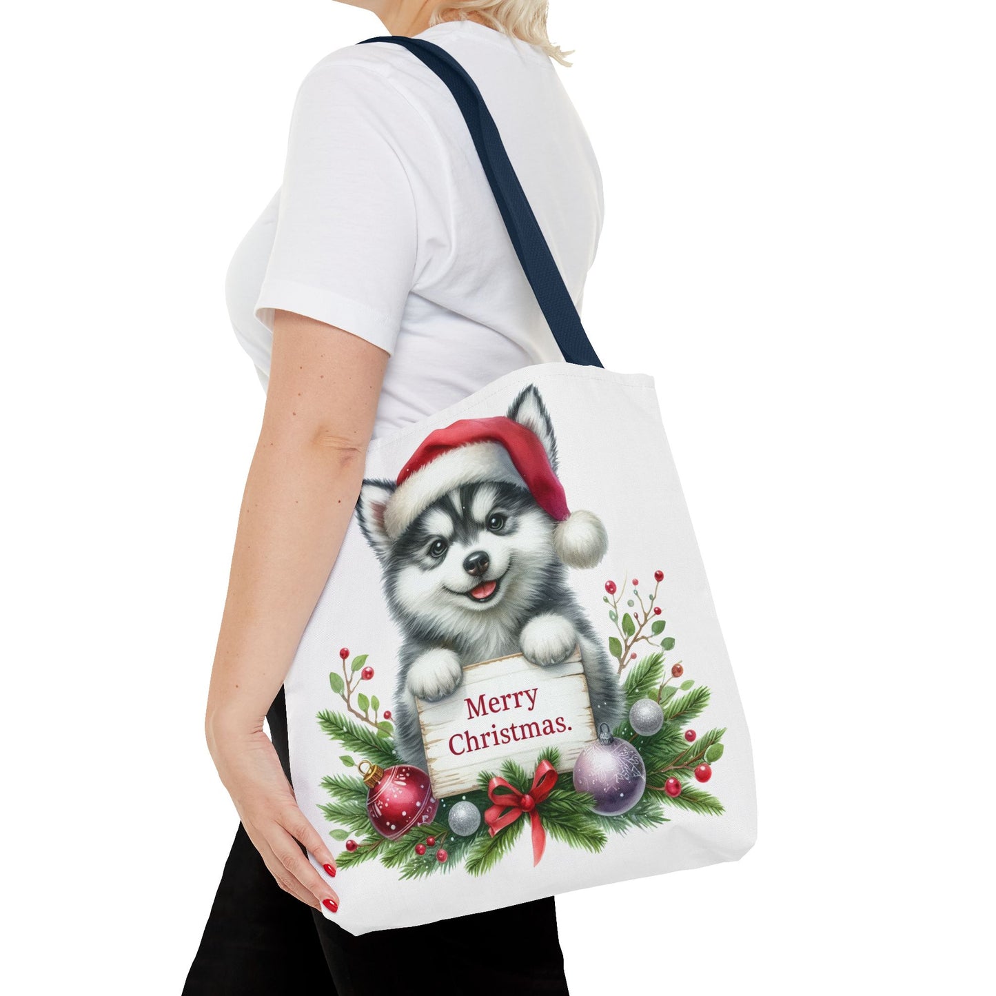 🎁 Husky “Merry Christmas” Tote Bag – Holiday Cuteness You Can Carry 🎄
