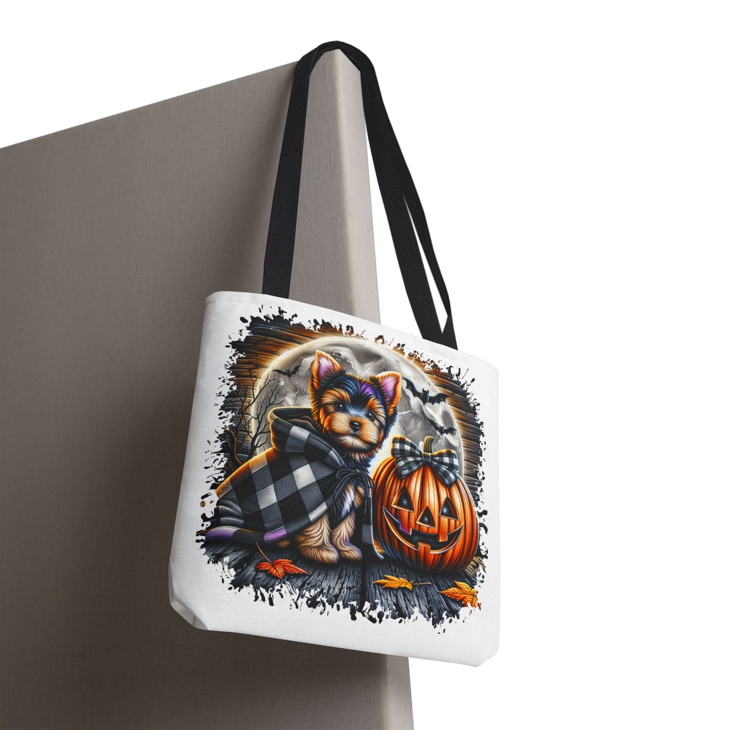๐ Yorkie Halloween Tote Bag โ Spooky Cute & Plaid Perfect ๐พ๐ค๐