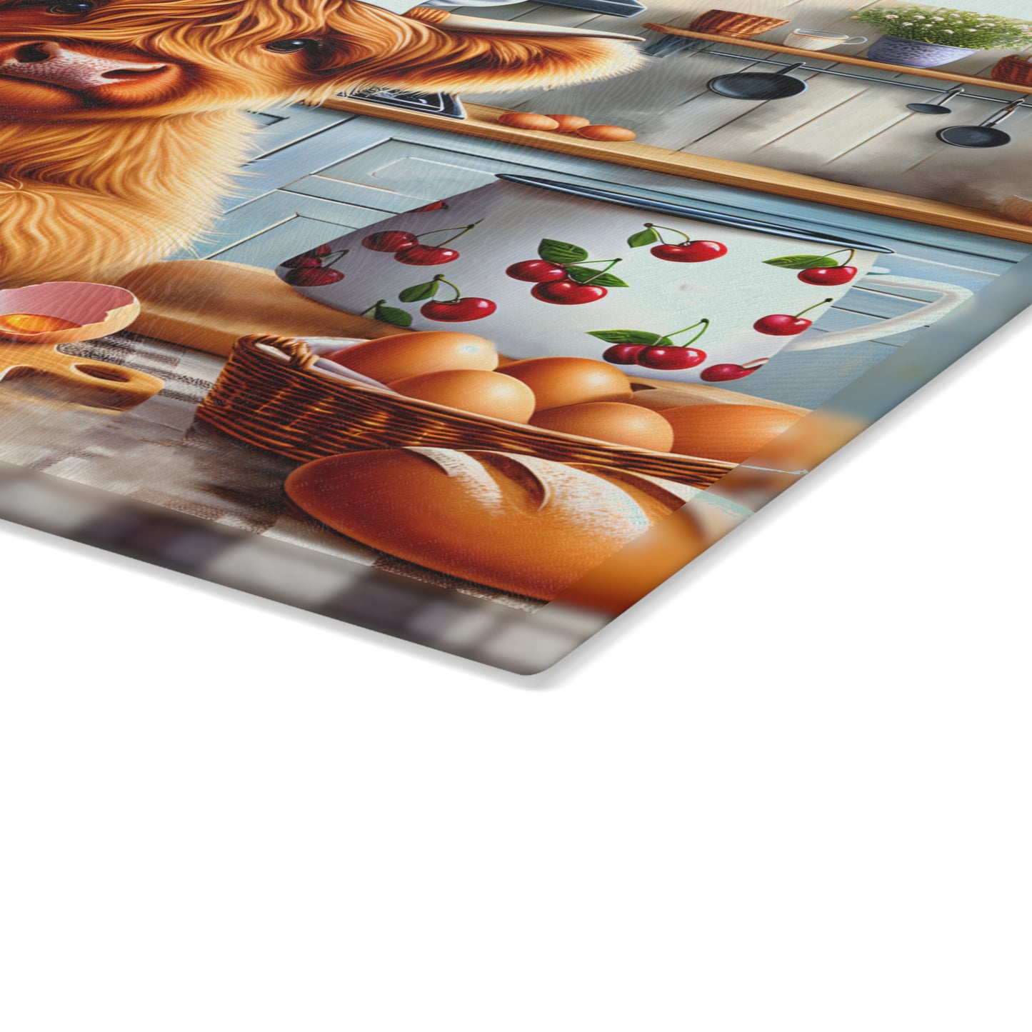 🐮 Holiday Highland Chef Cow Cutting Board – Rustic Charm with Kitchen Whimsy