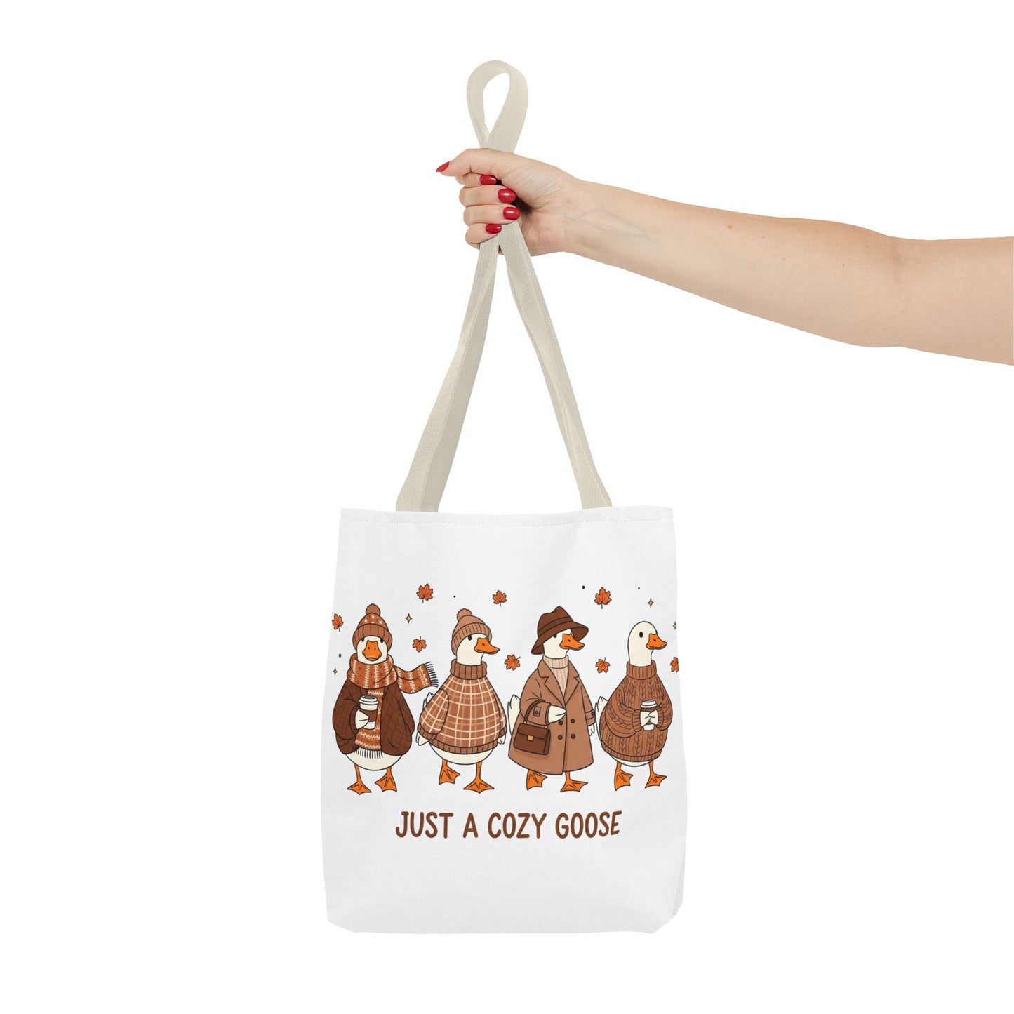 🪶 Just a Cozy Goose Tote Bag – Fall Fashion with Feathered Charm