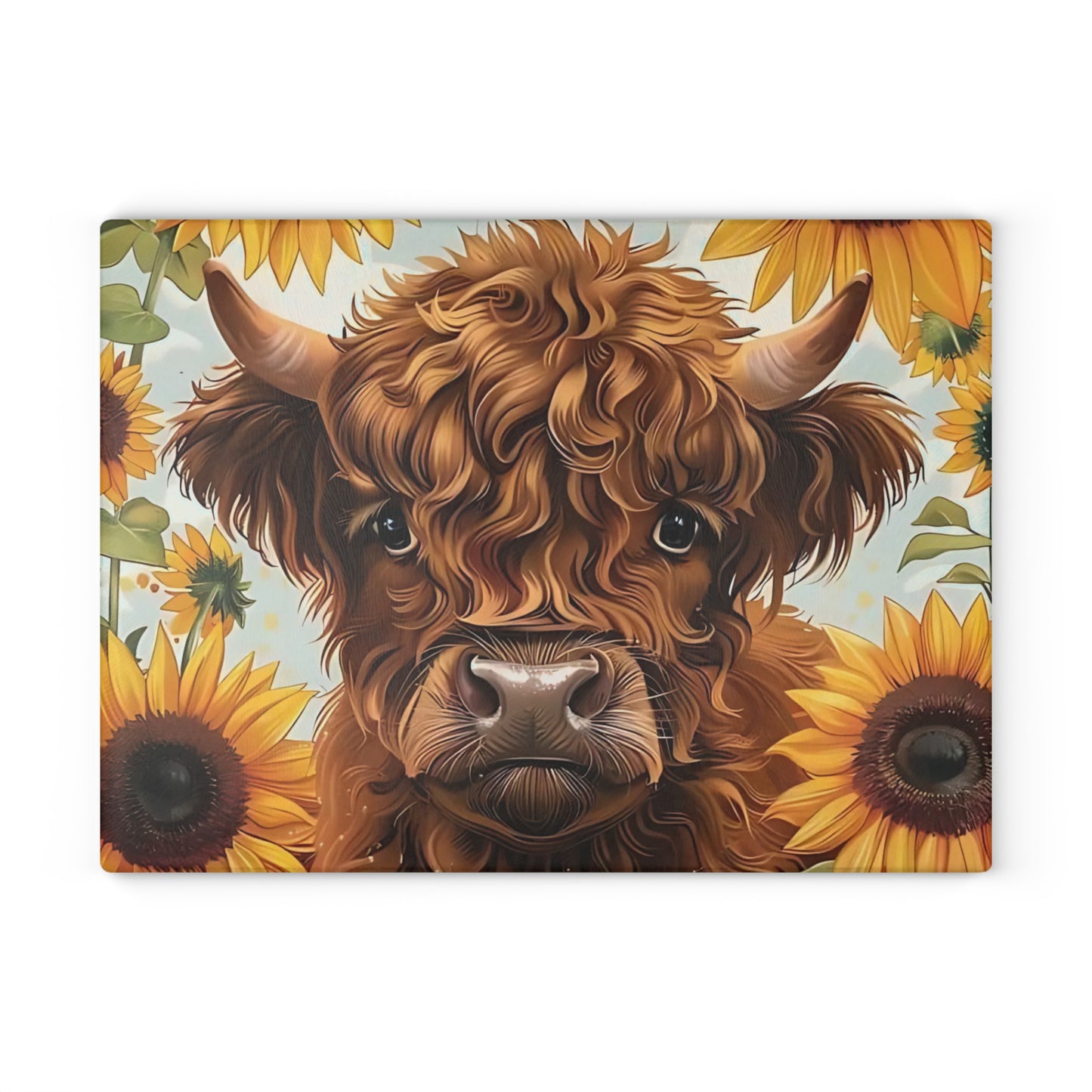 Tabla de cortar de vaca, tabla de cortar de vidrio templado, tabla de charcutería, tabla de cortar, regalo de inauguración de la casa, tabla de cortar personalizada, vaca de las Tierras Altas