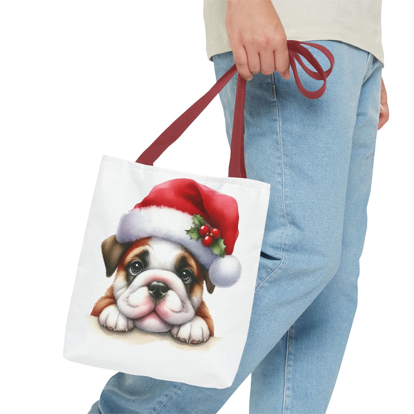 🐾 Bulldog Christmas Tote Bag – Santa Paws Cuteness You Can Carry 🎄