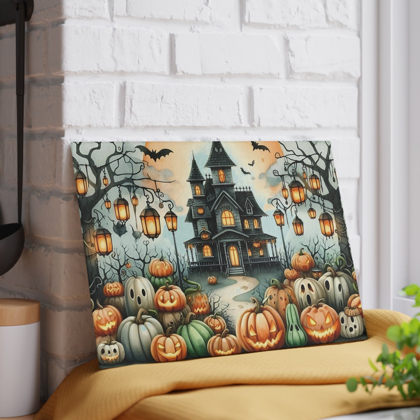 🎃👻 Haunted Halloween Mansion Cutting Board – Spooky Elegance for Your Kitchen 👻🎃
