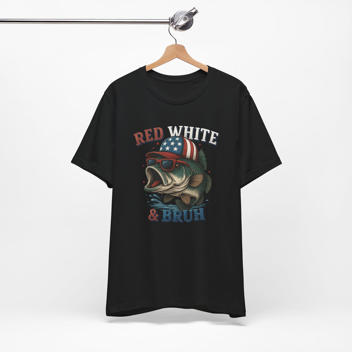Divertida camiseta patriótica de pescado, con estampado rojo, blanco y negro, unisex, ideal para el 4 de julio, regalo para papá, ideal para barbacoas de verano.