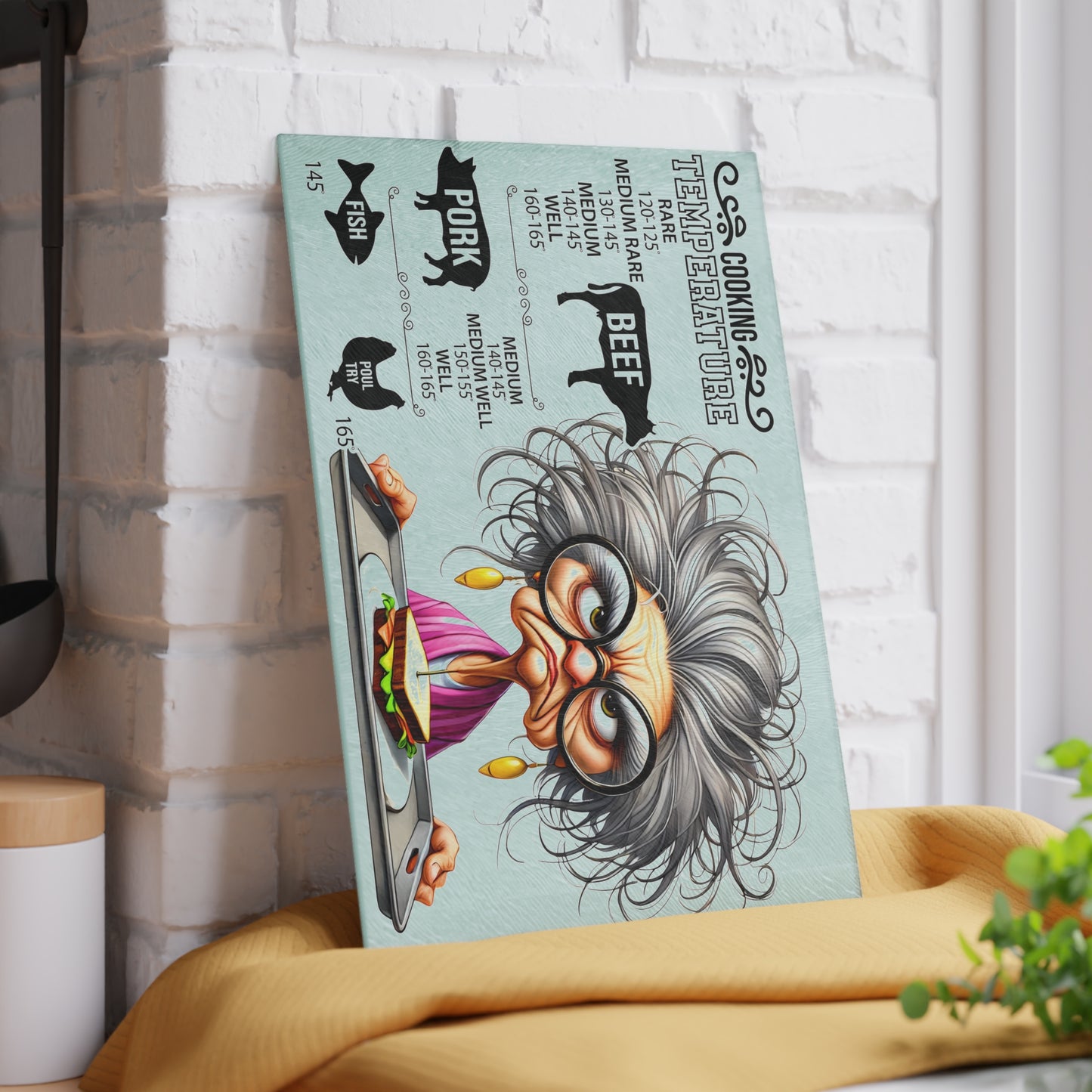 🔥 Grumpy Grandma Cooking Temperature Guide Cutting Board – Hilarious Kitchen Essential