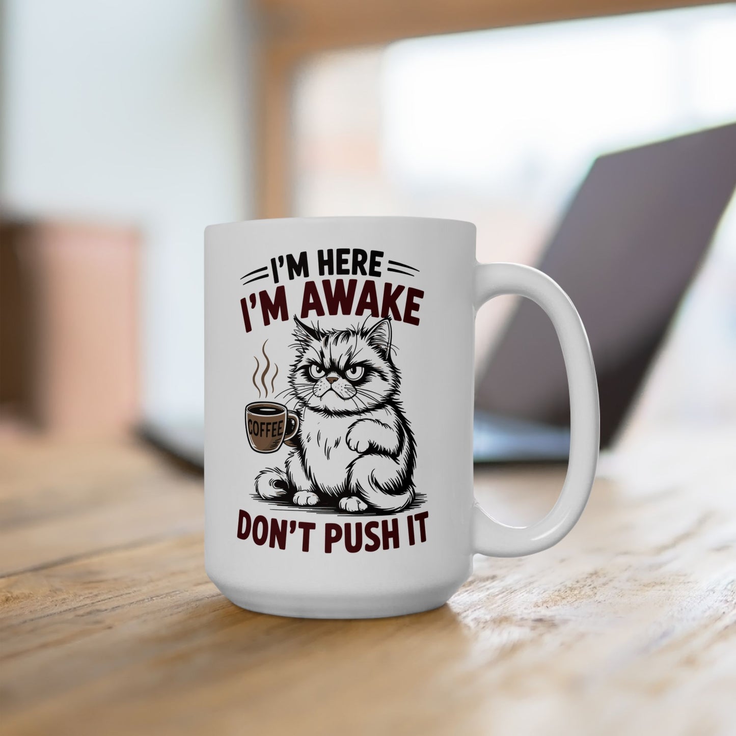 ☕ Estoy despierto, no presiones – Taza de café de Grumpy Cat para guerreros del buen humor matutino