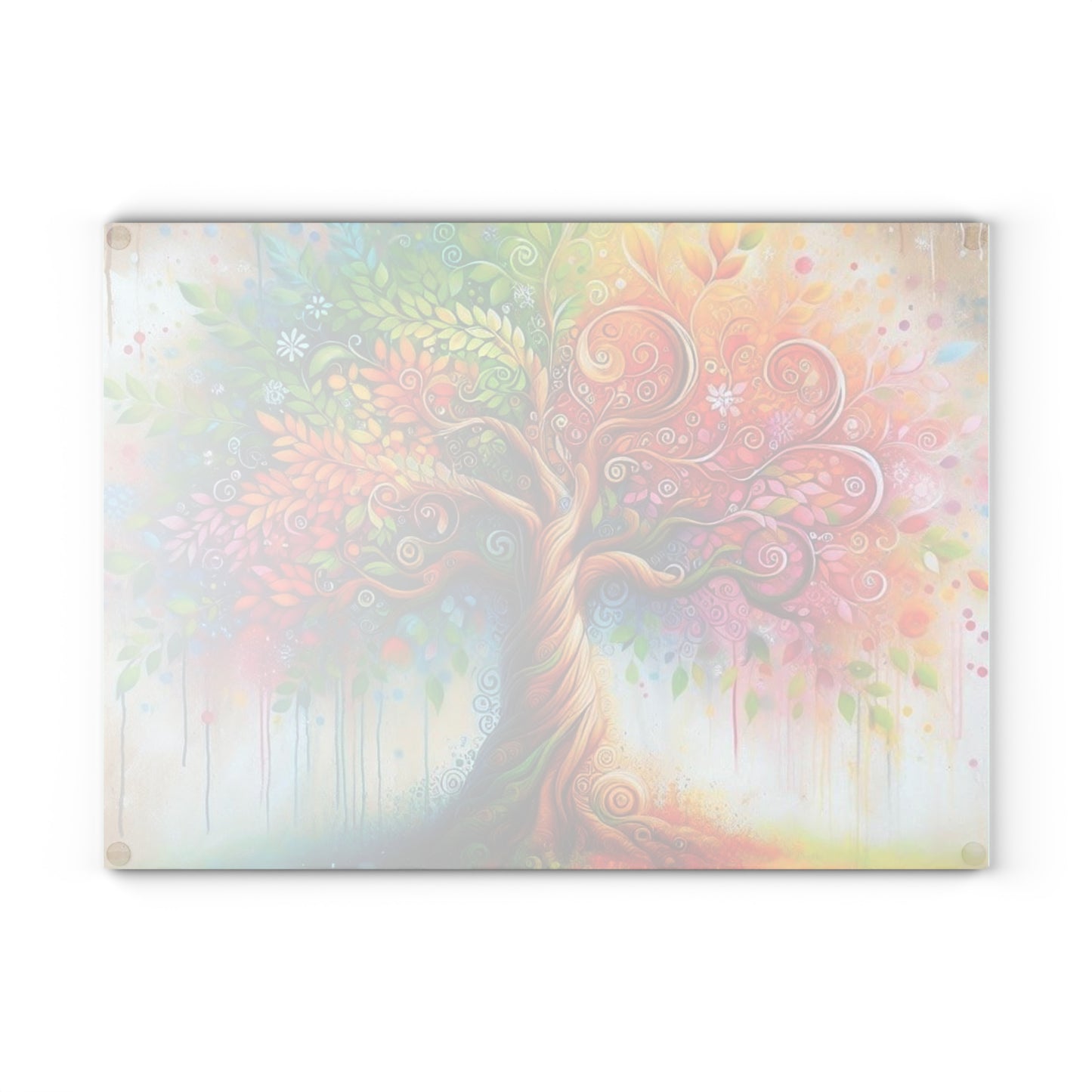 Colorful Tree of Life Tempered Glass Cutting Board