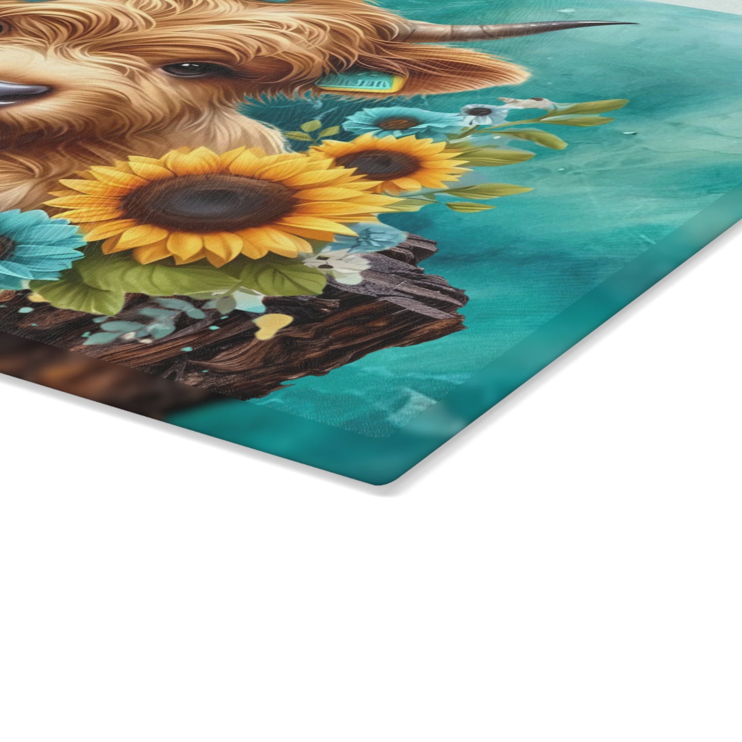 Tabla de cortar de ternera de las Tierras Altas en color verde azulado: el encanto rústico se fusiona con el estilo rústico