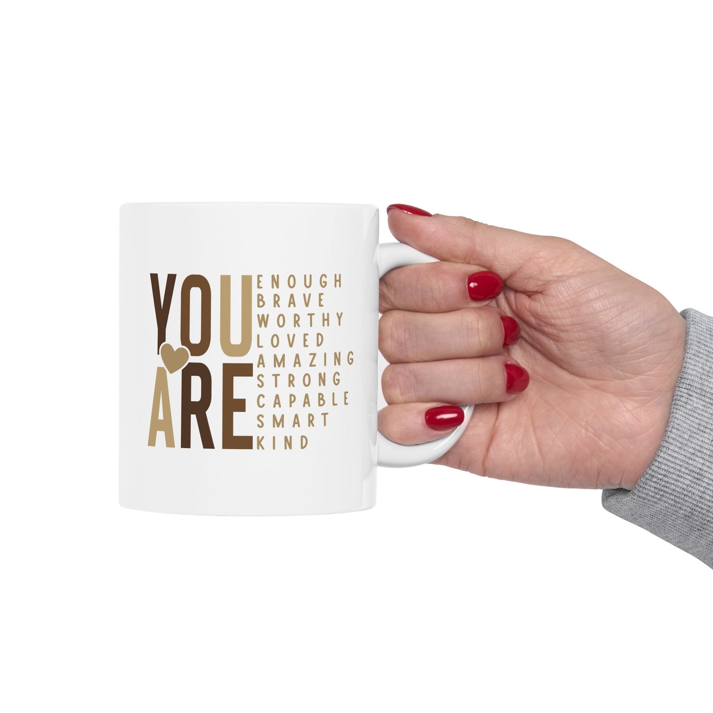 ☕ YOU ARE ENOUGH Affirmation Mug – Daily Reminder of Strength, Worth, and Kindness 💛