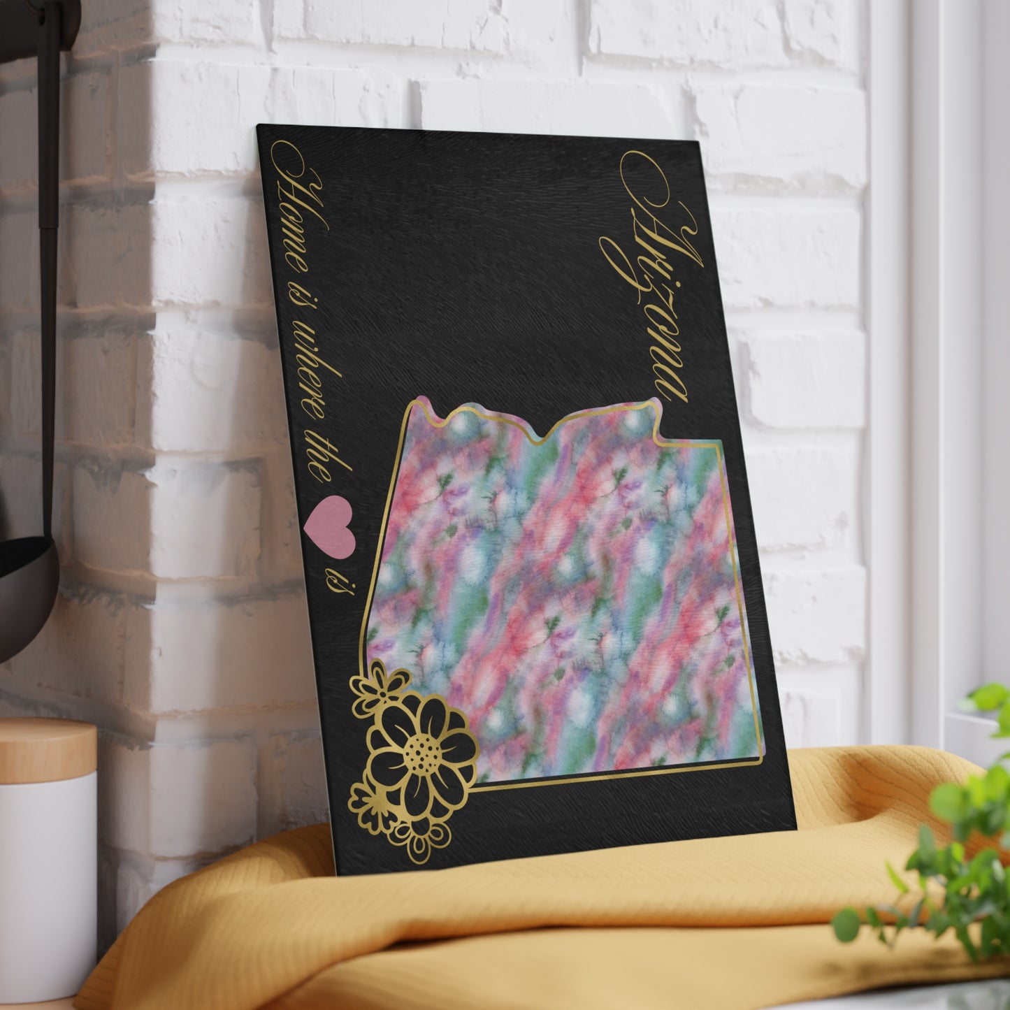 🌵 Arizona Floral State Cutting Board – Desert Charm with a Watercolor Twist 🌸