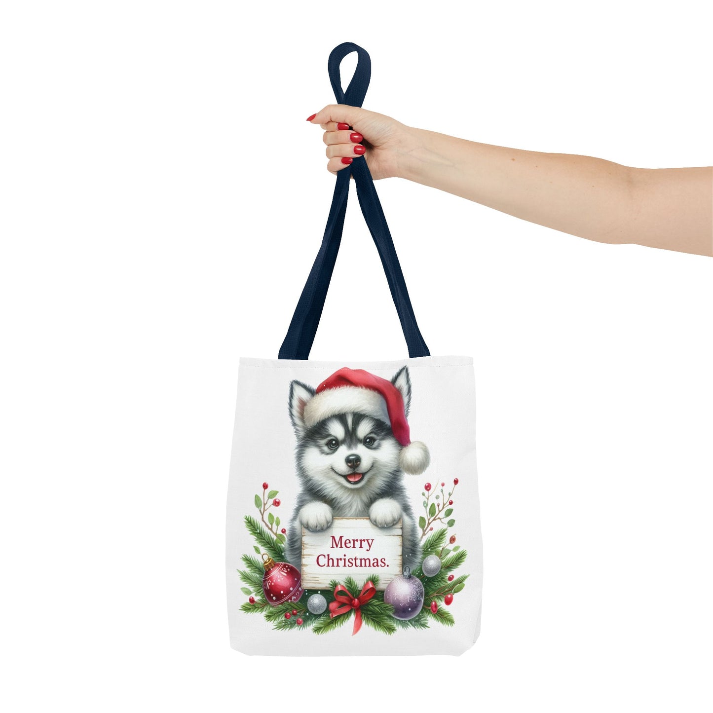 🎁 Husky “Merry Christmas” Tote Bag – Holiday Cuteness You Can Carry 🎄